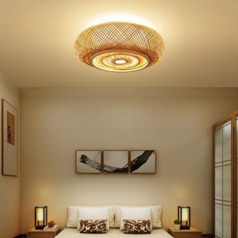 Ritta Design LED Plafoniera Rustica LED Intrecciata Rattan Metallo Soggiorno/Camera da Letto/Sala da Pranzo