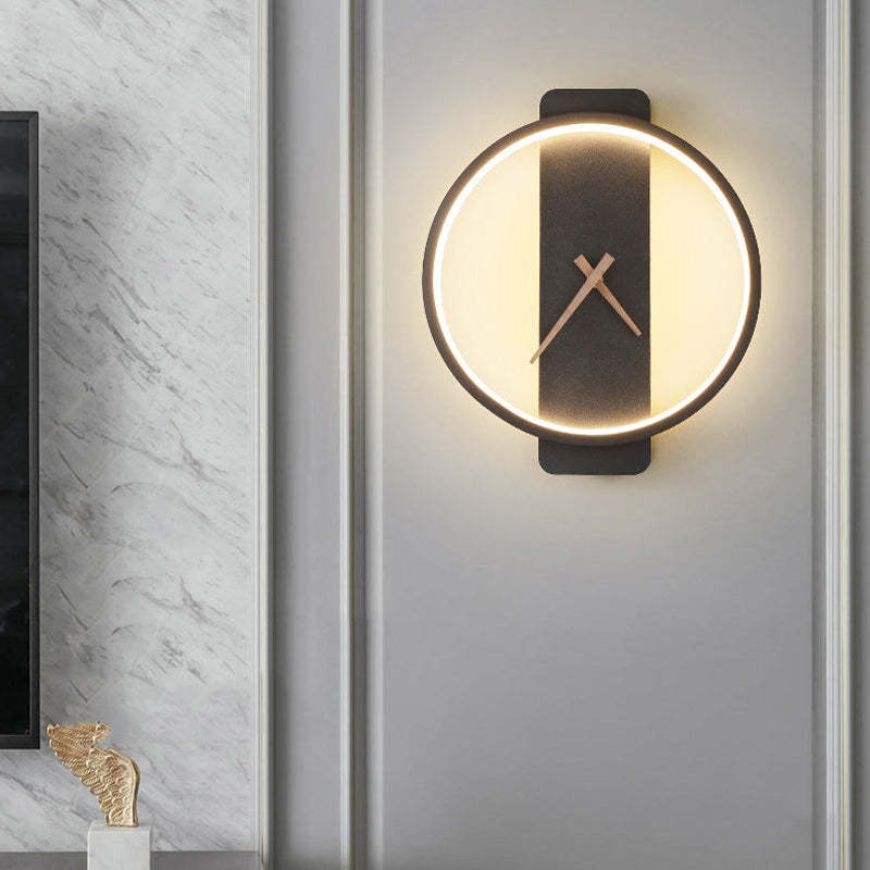 Nordic Moderno LED Orologio Applique Quadrato/Girare Metallo Acrilico Oro/Nero Soggiorno/Camera da Letto