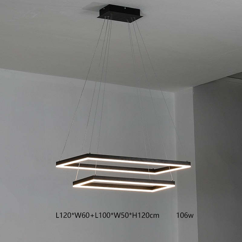 Arisha Moderno LED Lampada a Sospensione 5 Stratificato Nera Soggiorno/Camera da Letto