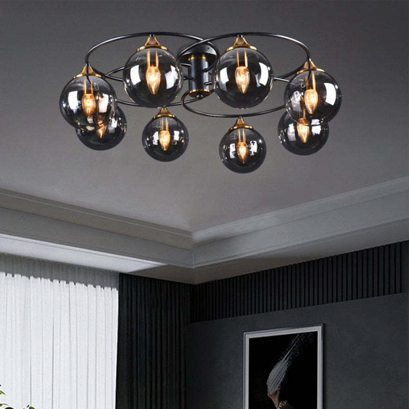 Valentina Moderno LED Sfera Plafoniera Vetro Grigio/Ambra Metallo Acrilico Sala da Pranzo
