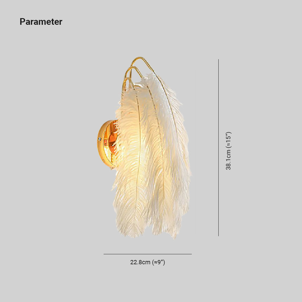 O'Moore Moderno Arte Deco LED Applique Metallo/Piuma Oro Soggiorno/Camera da Letto