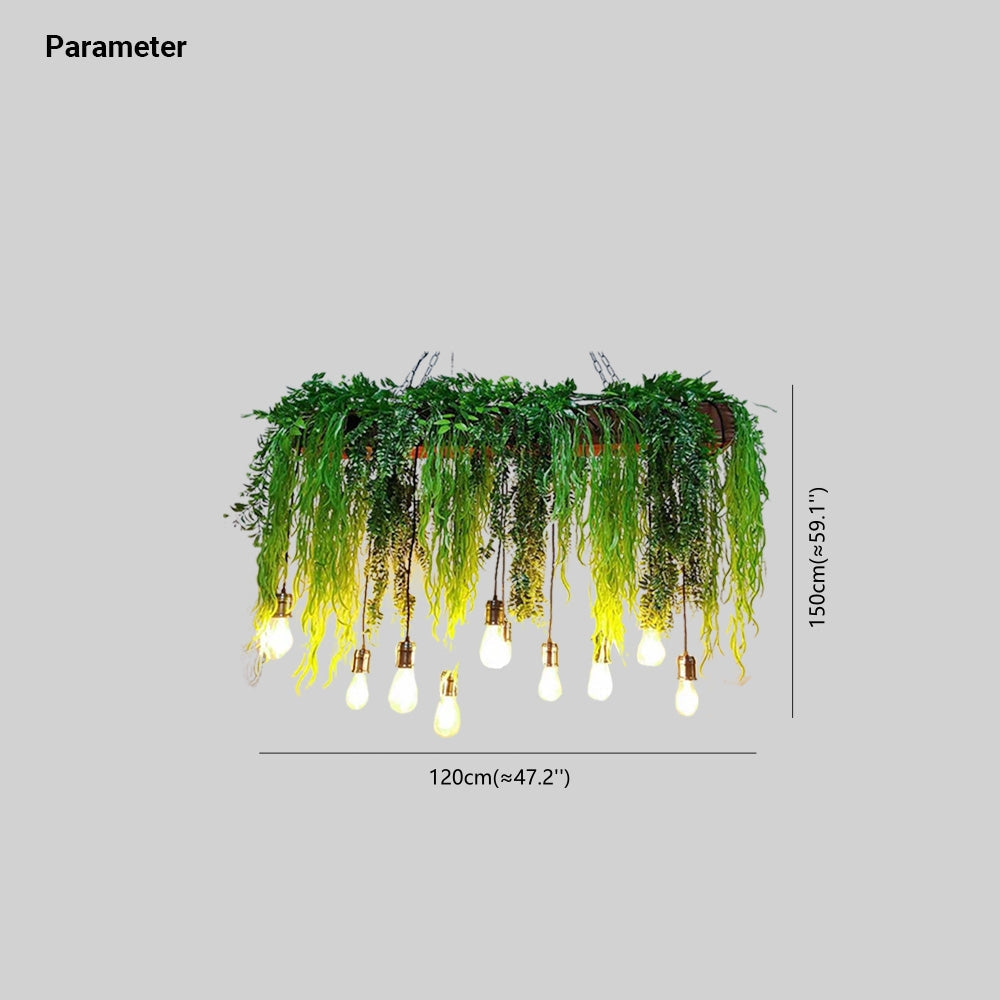 Ritta Decorativa Naturale Rettangolare Metallo Verde Pianta Lampade a Sospensione