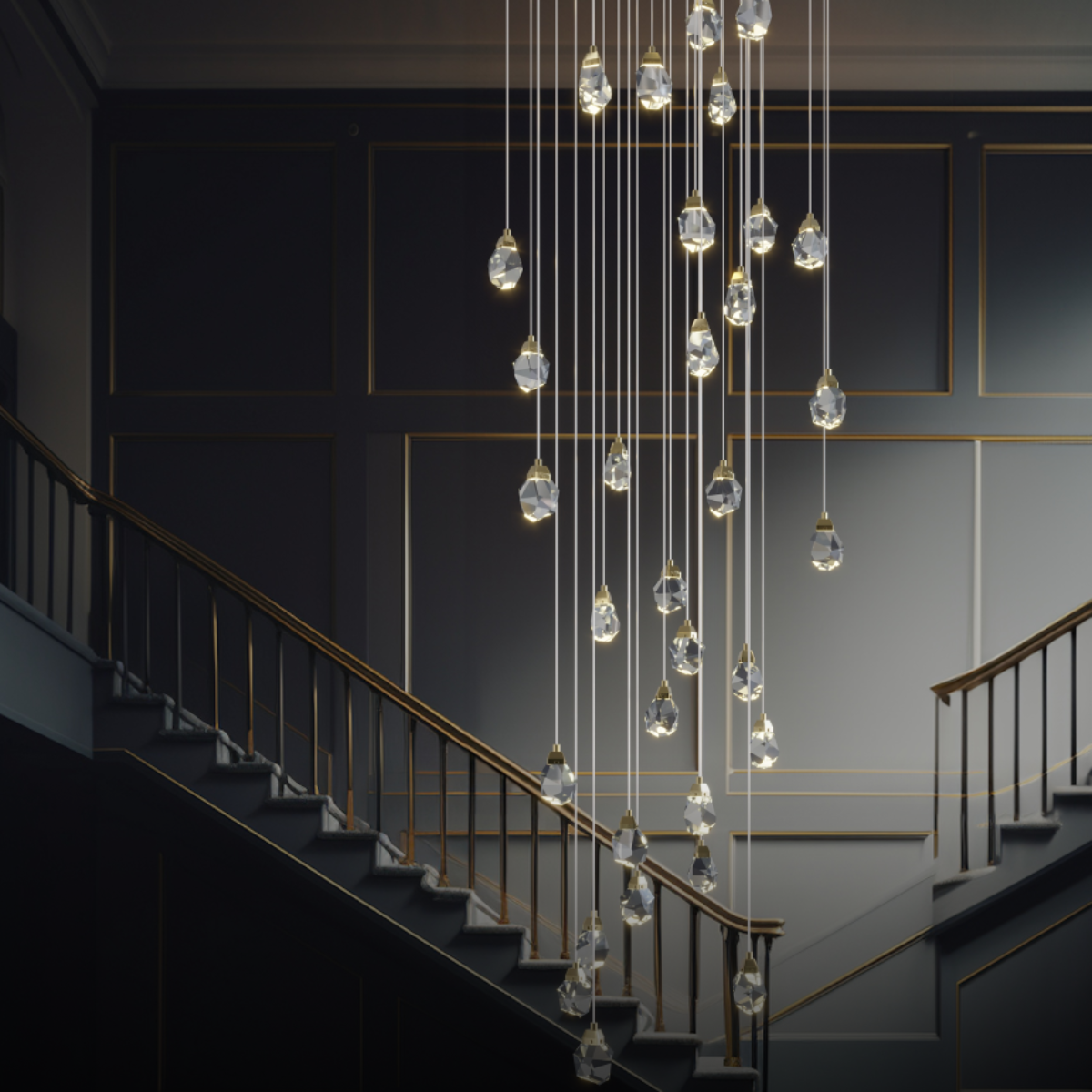 Kristy Design Cristallo LED Metallo Lampade a Sospensione Oro Soggiorno