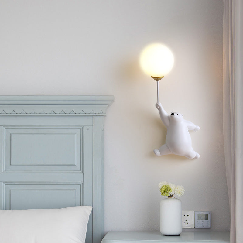 Aria Design LED Applique da Parete Lettura Pallone d'Orso Bianco/Blu Camera da letto/Studio/Soggiorno