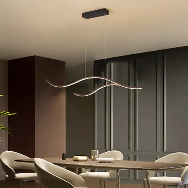 Arisha Curvo Moderno Lineare Lampade a Sospensione Nero/Oro LED
