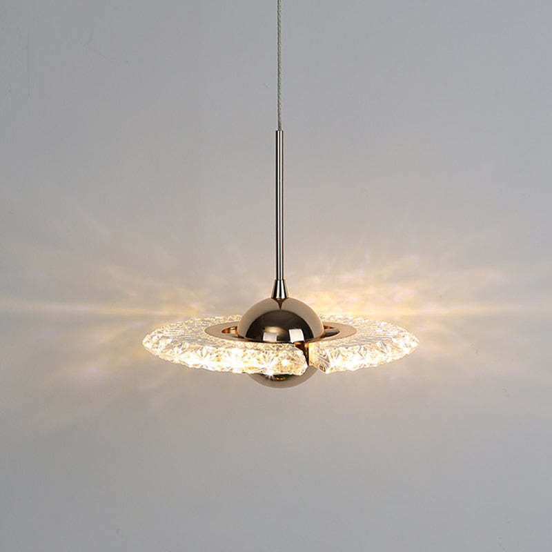Kristy Design Lusso LED Lampada a Sospensione Metallo Acrilico Oro Soggiorno/Camera da Letto