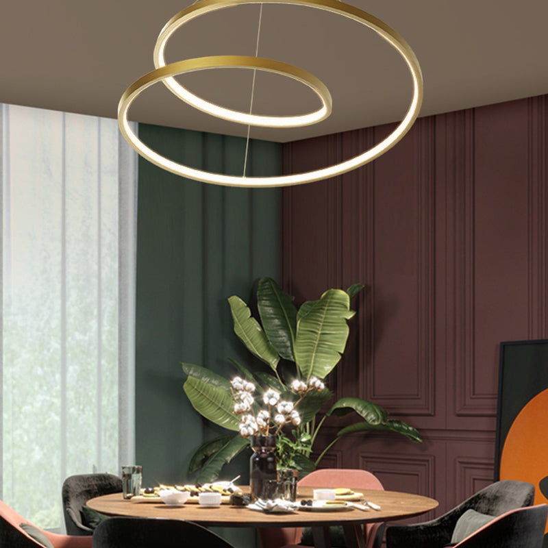 Arisha Moderno LED Cerchio Curvo Lampade a sospensione Metallo Nero/Oro Soggiorno/Camera da Letto