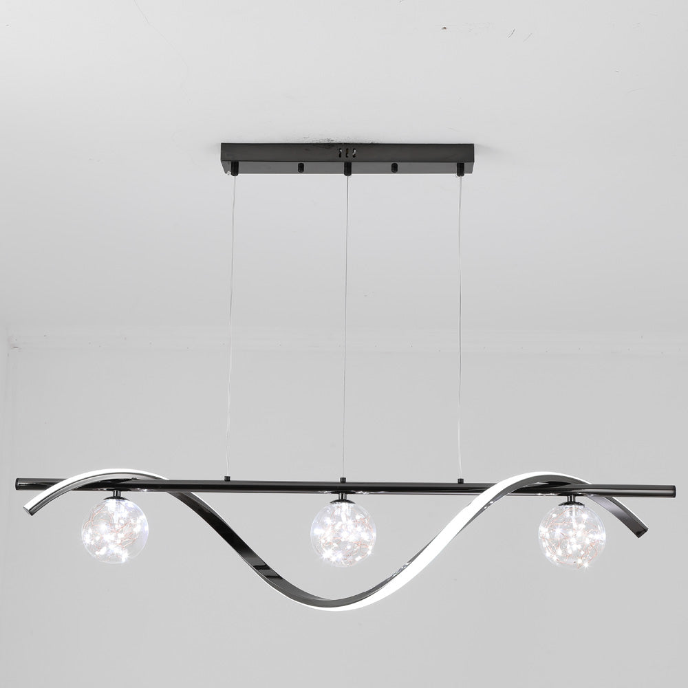 Arisha Lampada a Sospensione Metallo/Vetro Nero/Oro Cucina/Soggiorno