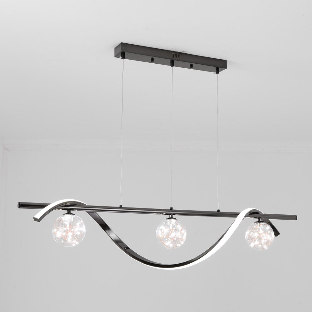 Arisha Lampada a Sospensione Metallo/Vetro Nero/Oro Cucina/Soggiorno