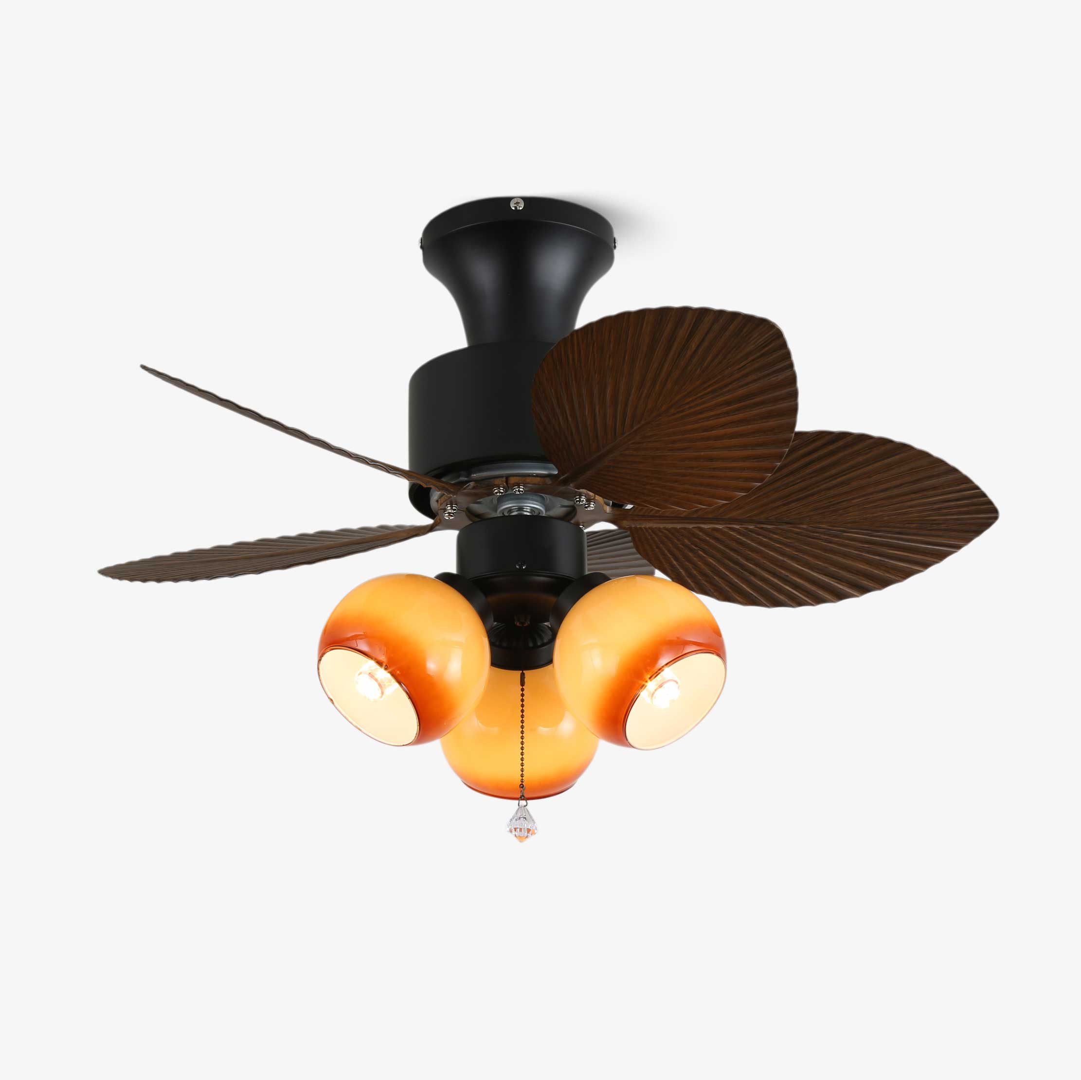 Ventilatore da soffitto con luce Marvella in legno vintage in un soggiorno moderno