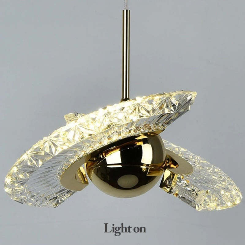 Kristy Design Lusso LED Lampada a Sospensione Metallo Acrilico Oro Soggiorno/Camera da Letto