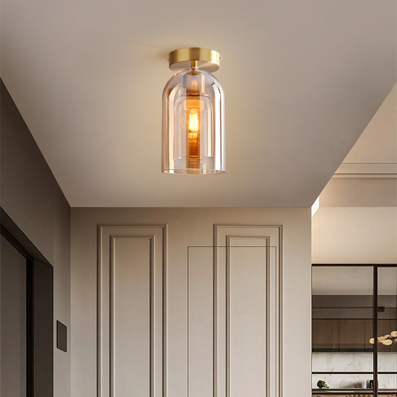 Arisha Moderna LED Plafoniere Cilindro Vetro Trasparente Cognac/Grigio Corridoio/Soggiorno/Camera da Letto