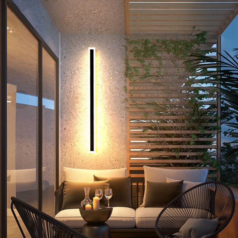 Ray LED Applique da Esterni Metallo Nero Lineare Impermeabile Corridoio/Giardino