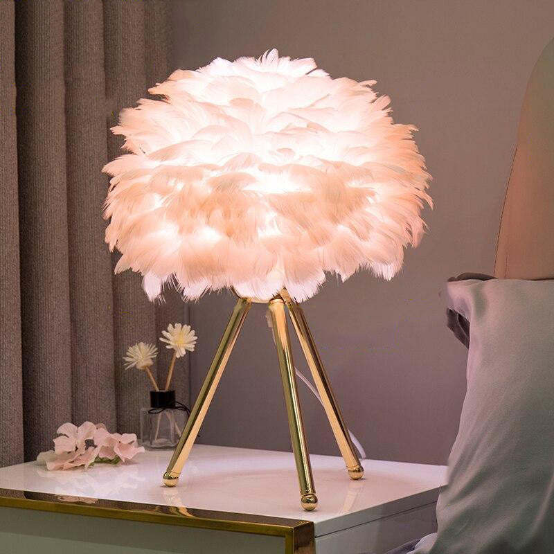 O'Moore Lampade da Tavolo Piuma Bianco/Grigio/Rosa/Rosa Treppiede Moderna