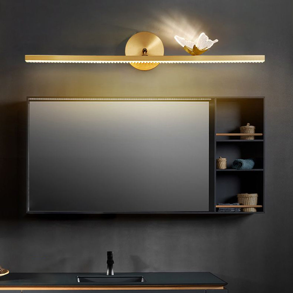 Arisha Moderno LED Applique Lineare Lusso Farfalla Metallo Acrilico Oro Bagno