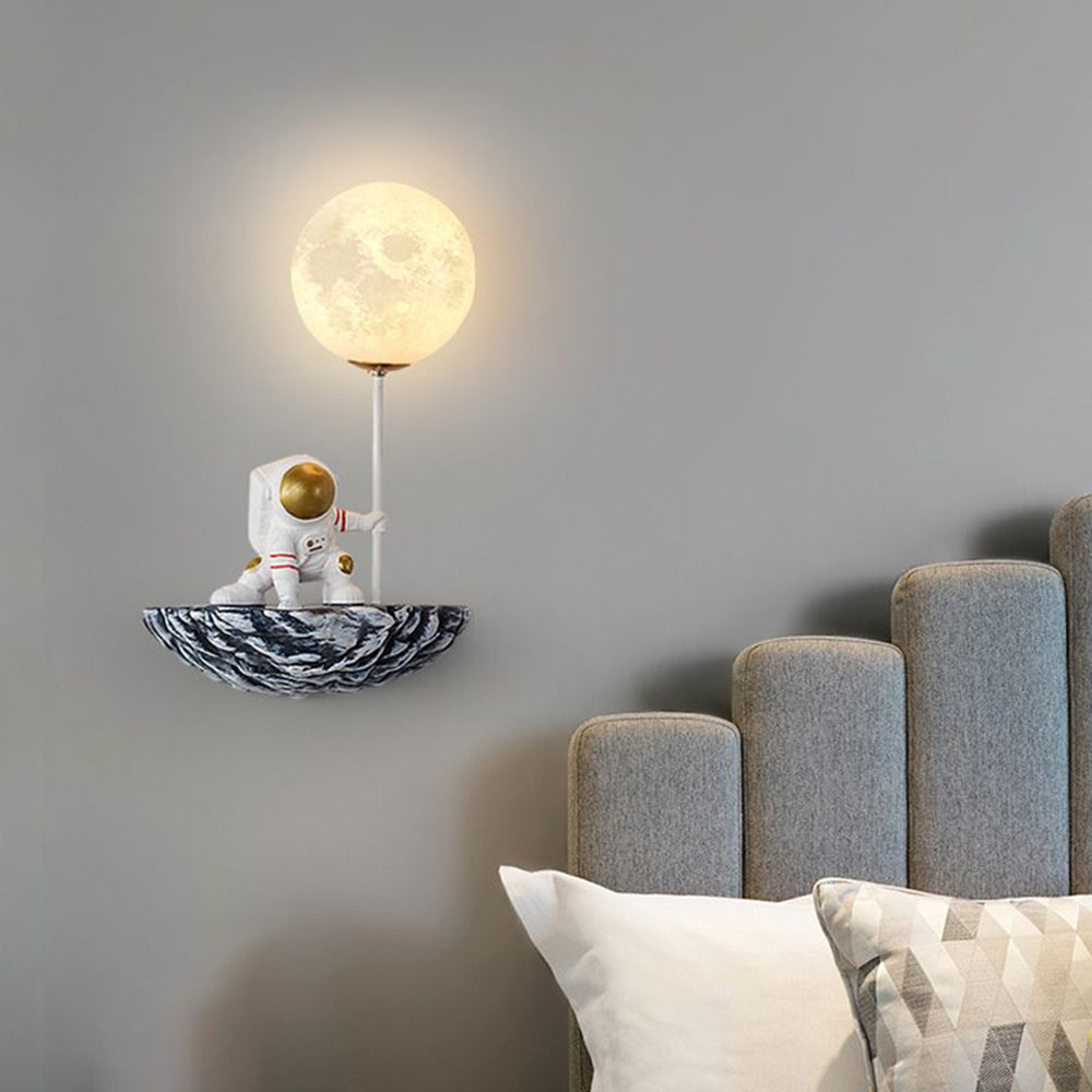 Aria Design LED Astronauta Decorativo Applique Metallo Vetro Acrilico Bianco/Blu-Bianco Soggiorno/Camera da Letto