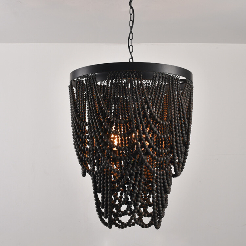 Silva Lampade a Sospensione LED Boho in Nero/Ruggine/Bianco Legno/Metallo per Soggiorno/Camera da Letto