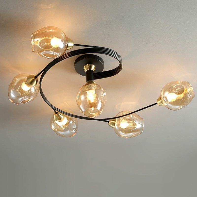 Valentina Moderno LED Spirale Plafoniere Metallo Vetro Nero/Oro Sala da Pranzo/Soggiorno/Camera da Letto