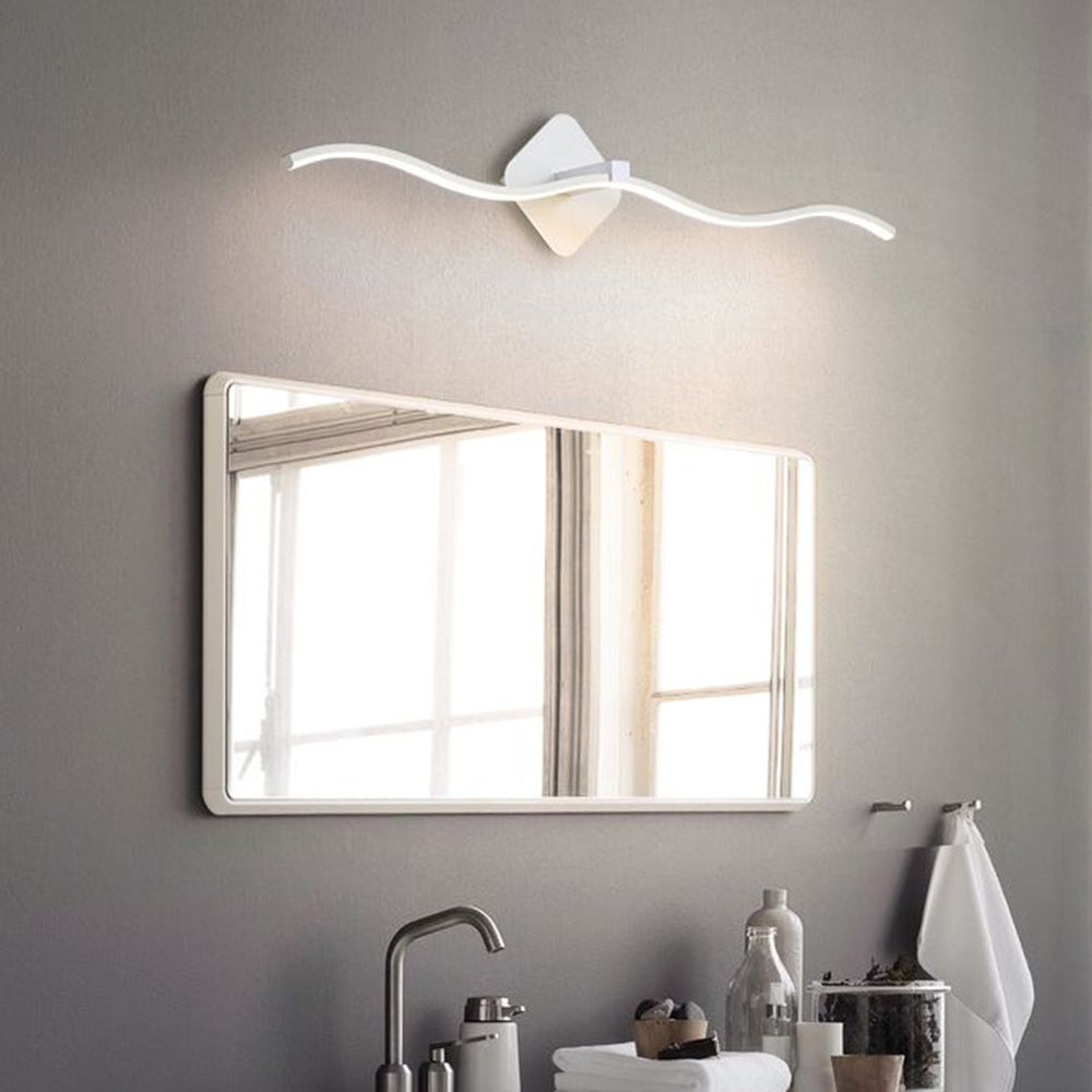 Arisha Minimalista LED Applique Onda Lineare Metallo Nero/Bianco Bagno