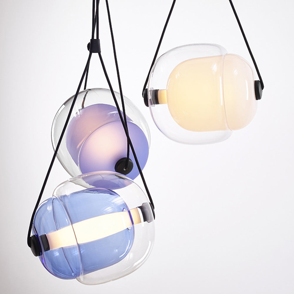 Valentina Moderni LED Bolla Vetro Lampade a Sospensione Blu/Giallo/Rosa/Grigio Fumo/Bianco/Chiaro Soggiorno/Camera da Letto