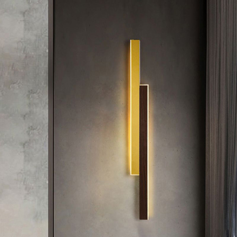 Muto Design LED Applique Metallo Acrilico Marrone/Legno Duo-Lineare Bagno
