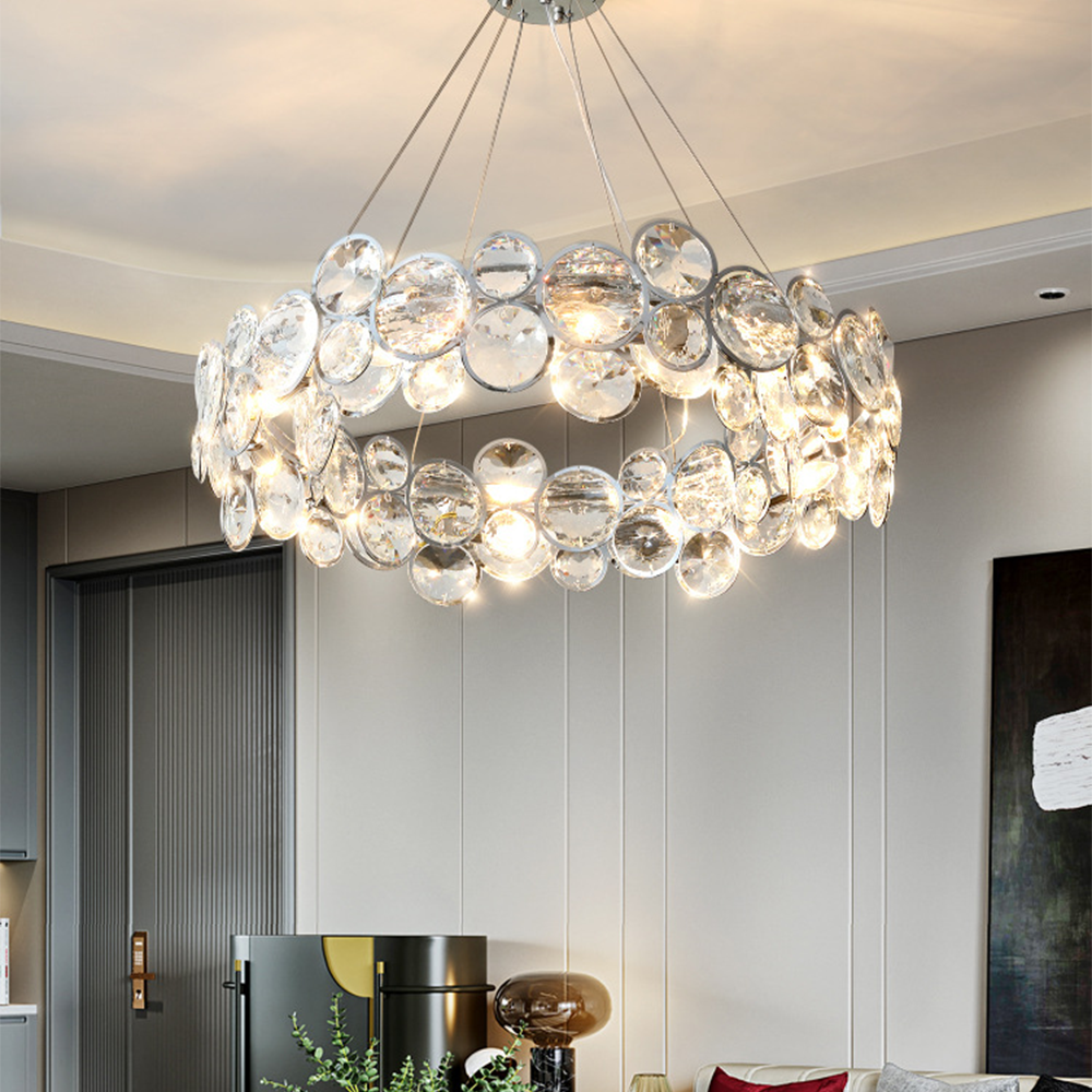 Kristy Moderno LED Rotondo Lampadari Cristallo Metallo Soggiorno