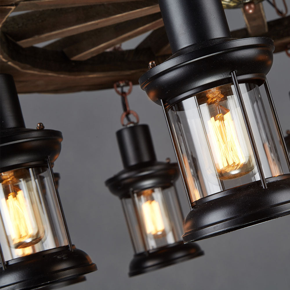 Epoch Lampade a Sospensione Vintage Timone Metallo Legno Noce Soggiorno