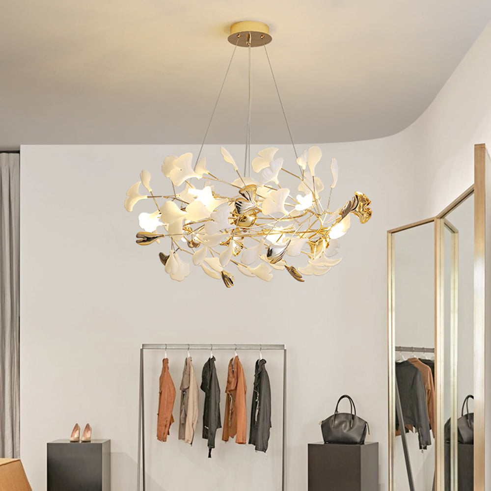 Olivia Moderne LED Lampade a Sospensione Ginkgo Biloba Metallo Oro Petalo Soggiorno/Camera da Letto