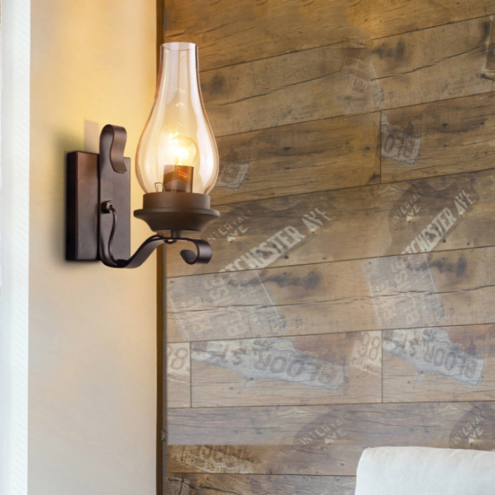 Silva Vintage LED Candela Applique Metallo/Legno Soggiorno