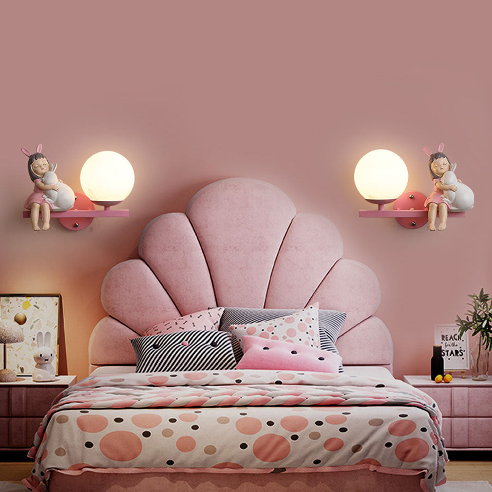 Arisha Moderna Metallo Applique Vetro Bianco/Rosa