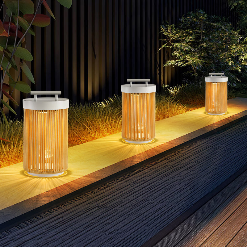 Ray Lampade da Esterno Metallo Rattan Retro Cavo/Solare/USB Giardino