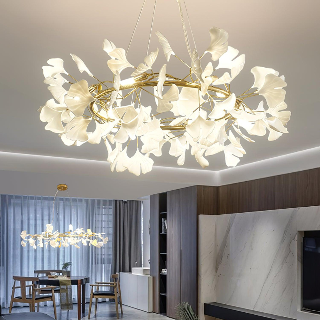 Olivia EarthenGlo Lampadario Art Deco bianco da cucina moderna, Metallo e Ceramica