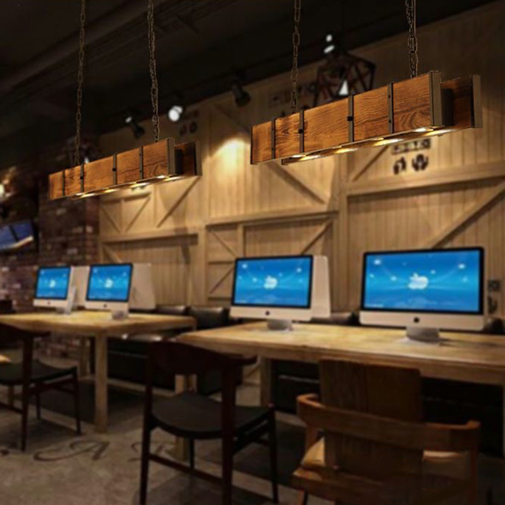 Silva Vintage LED Lampada a Sospensione Legno Lineare Soggiorno/Ristorante