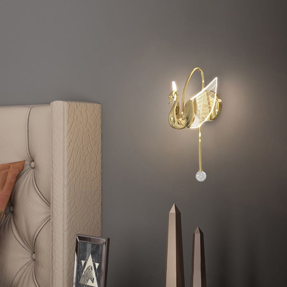 Arisha Design LED Cigno Lampada da Parete Acrilico Metallo Oro/Rosa Soggiorno/Camera da Letto