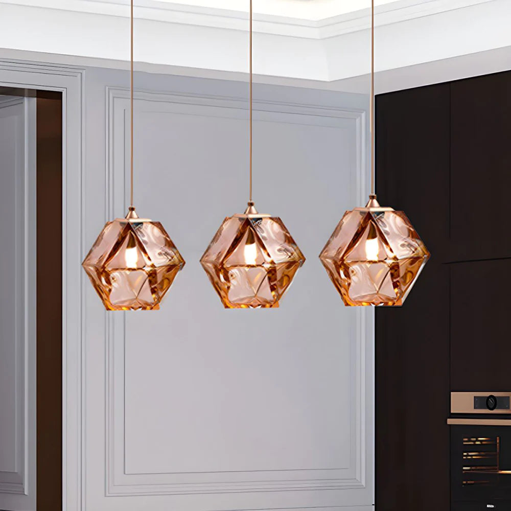 Valentina Moderno Vetro Multi Poligonale Lampade a Sospensione Bianco/Grigio Fumé/Oro Rosa