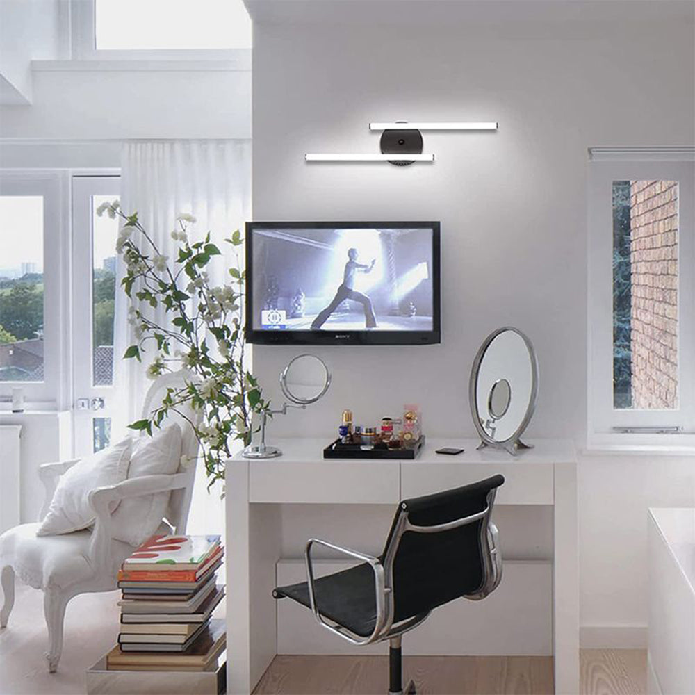 Arisha Moderne LED Applique Moppia Lineare Metallo Nero/Argento Bagno