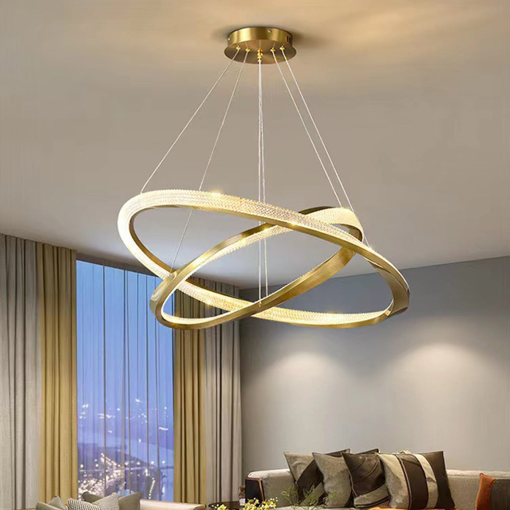 Kristy Minimalismo LED Squillo Lampade a Sospensione Metallo Acrilico Oro/Nero Soggiorno/Camera da Letto