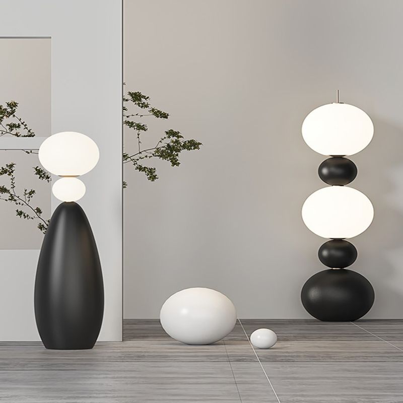 Valentina Moderne LED Lampade da Terra Nero/Bianco Resina/Vetro