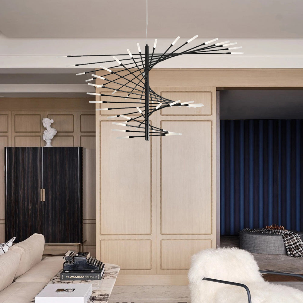 Arisha Lampada a Sospensione Moderno Multi-Line in Metallo/Acrilico Nero/Oro