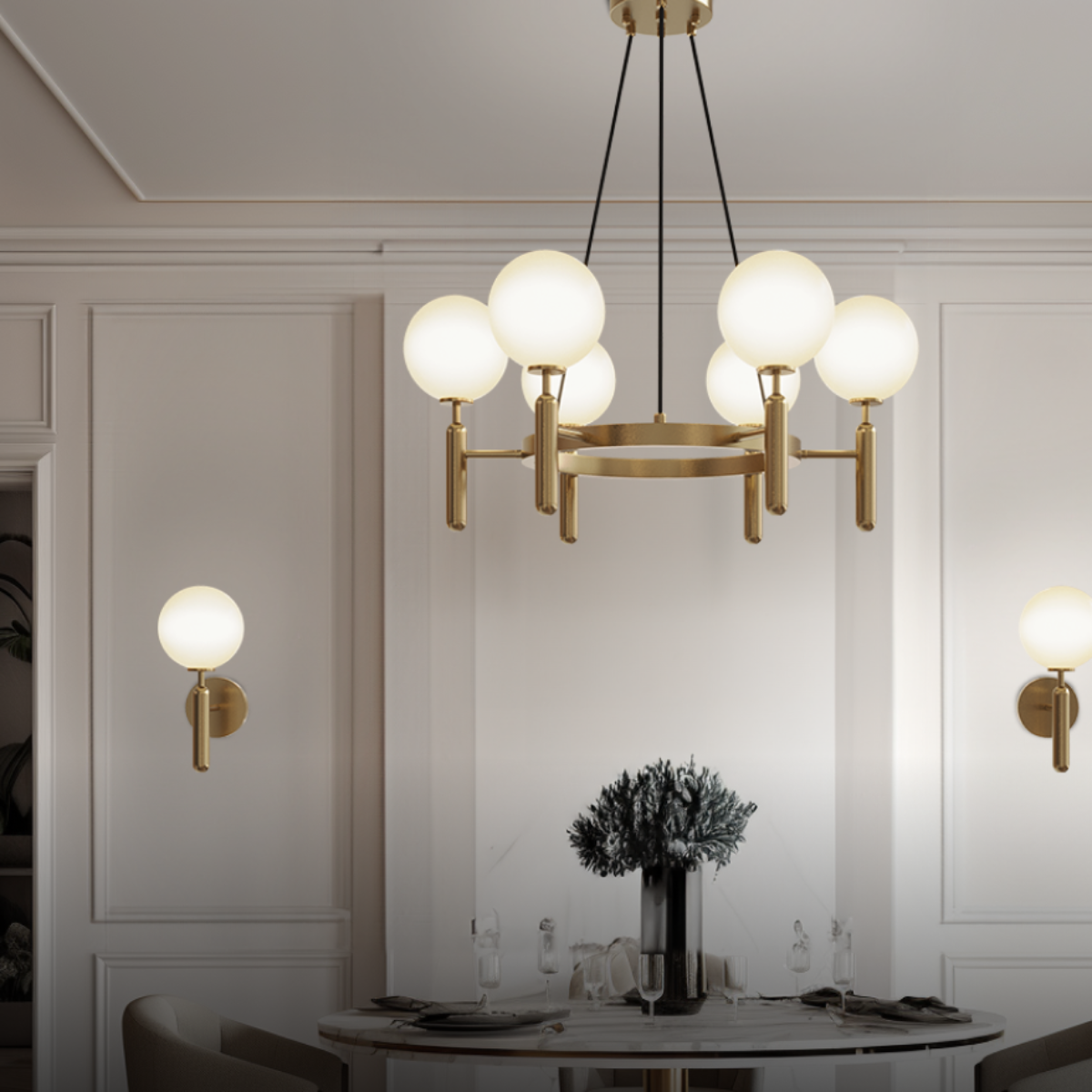 Kristy LED Design Rotondo Metallo Lampade a Sospensione Oro Soggiorno
