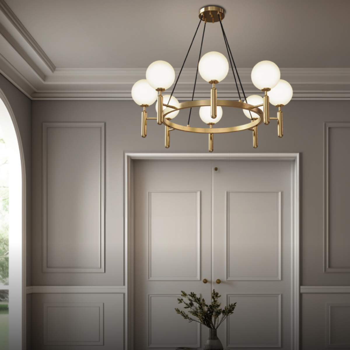 Kristy LED Design Rotondo Metallo Lampade a Sospensione Oro Soggiorno