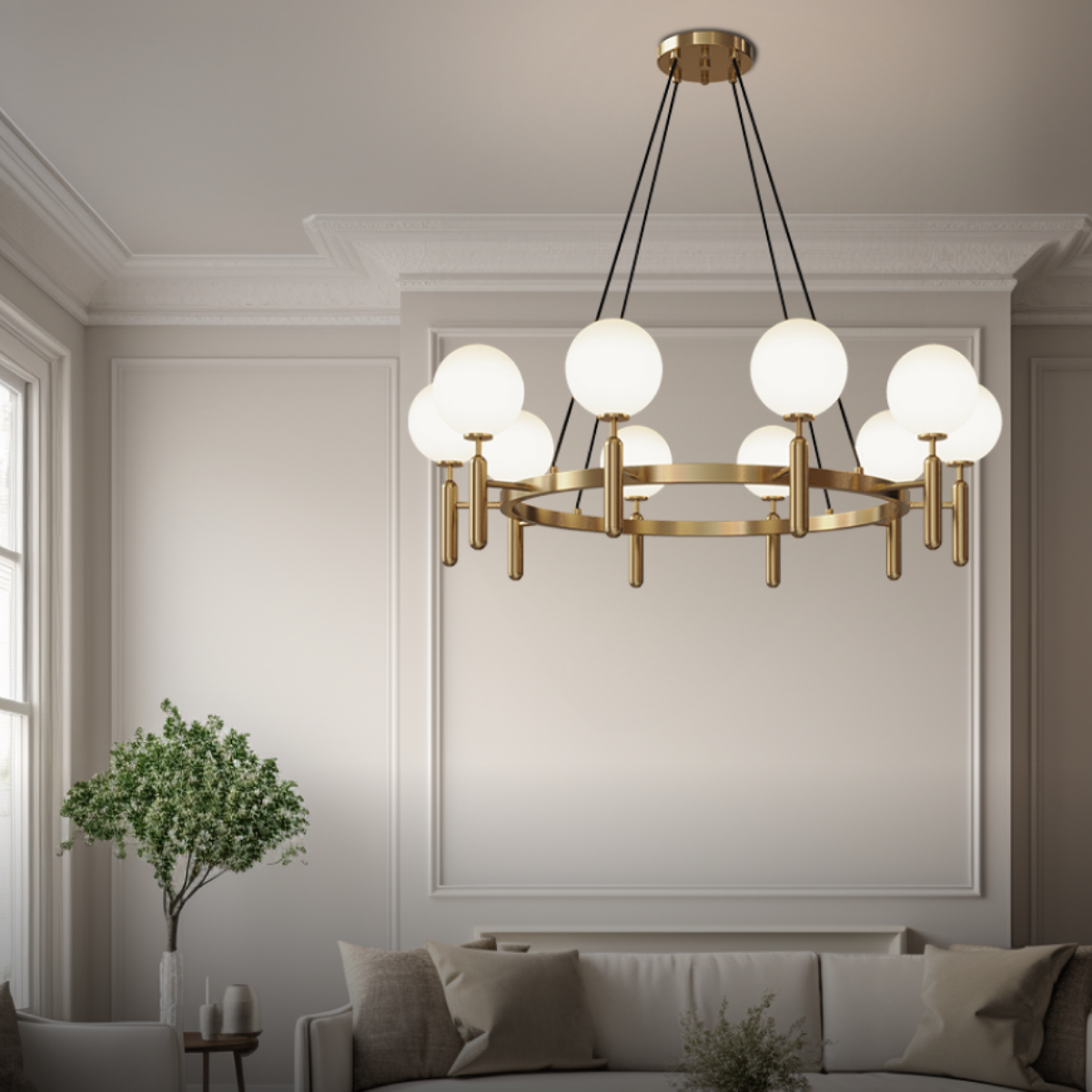 Kristy LED Design Rotondo Metallo Lampade a Sospensione Oro Soggiorno