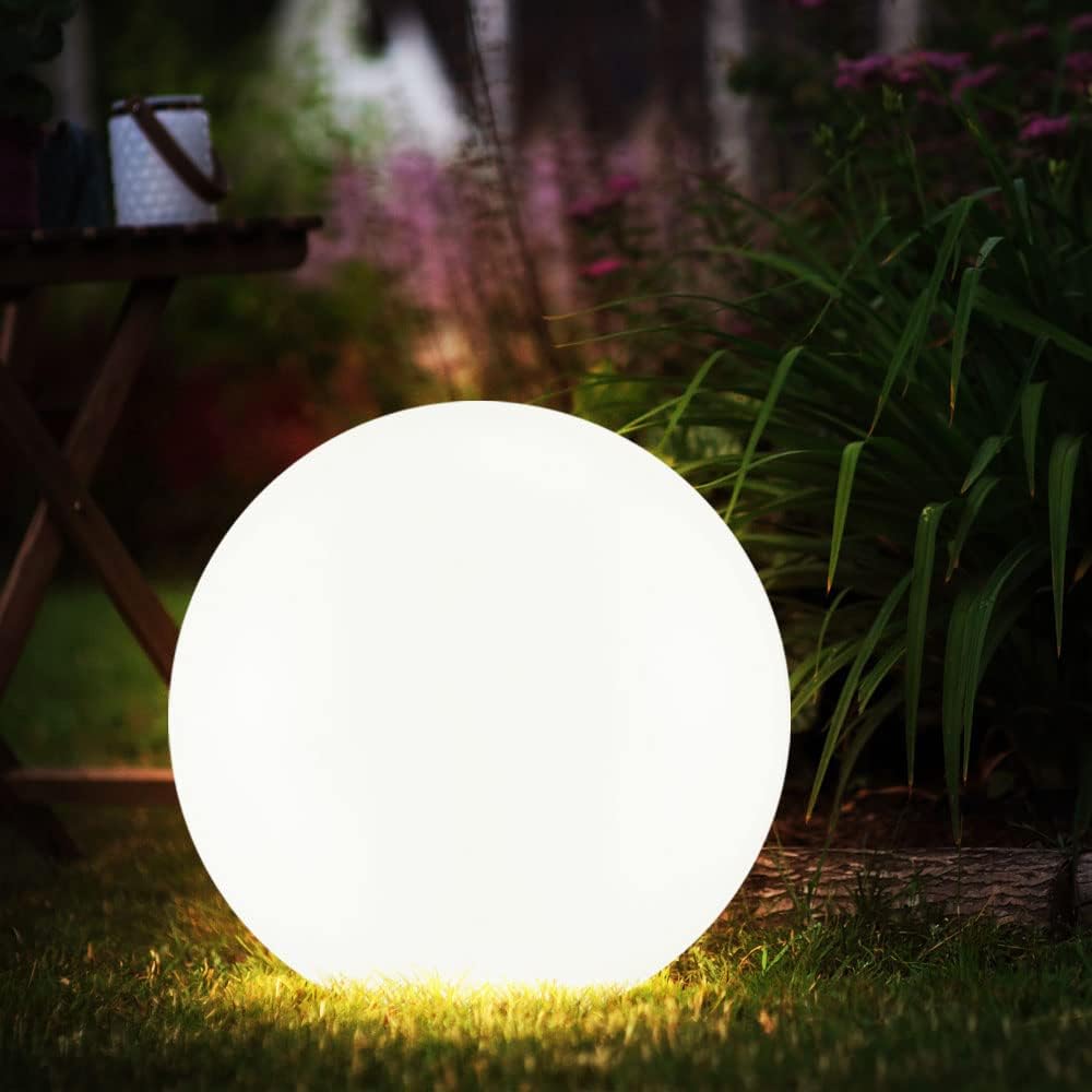 Aria Design LED Luce da Esterno Lampada da Terra Impermeabile Bianco Sfera Acrilico