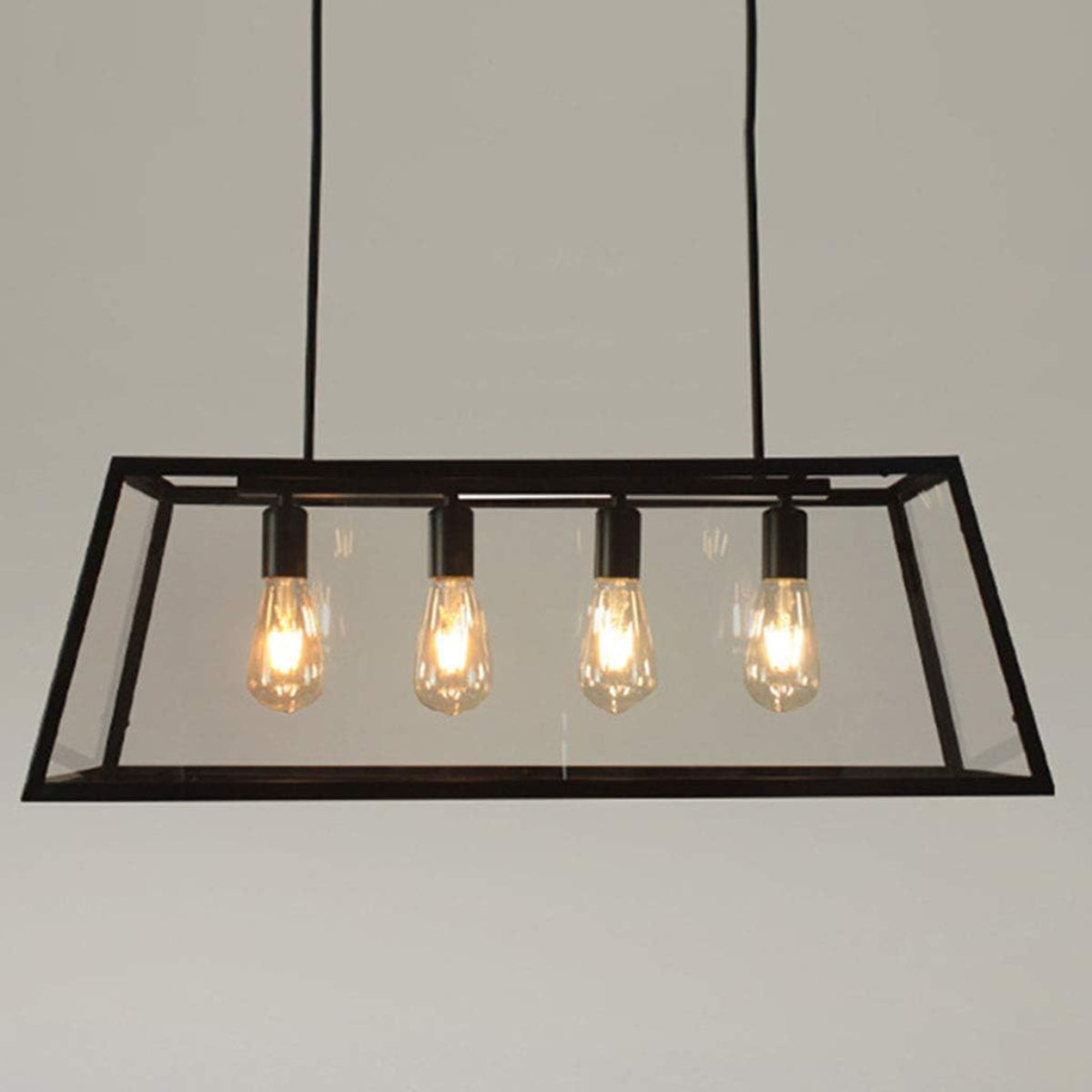 Epoch Lampada a Sospensione LED Industriale Moderna in Metallo Nero/Vetro per Cucina/Camera da Letto/Soggiorno
