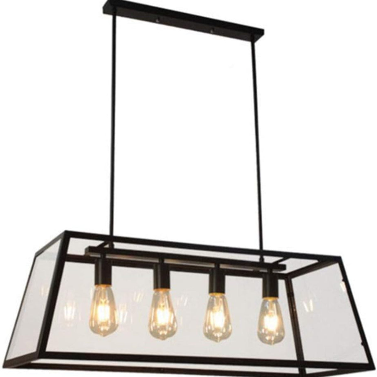 Epoch Lampada a Sospensione LED Industriale Moderna in Metallo Nero/Vetro per Cucina/Camera da Letto/Soggiorno