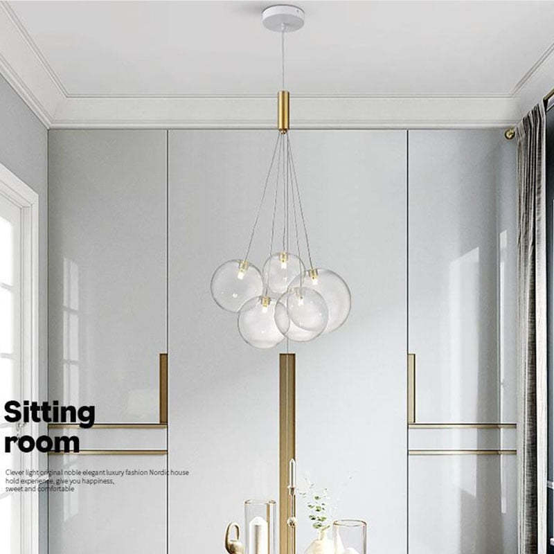 Valentina Moderni LED Lusso Lampade a Sospensione Vetro Ore Sfera Globo LED 3/5/9/15 Luci