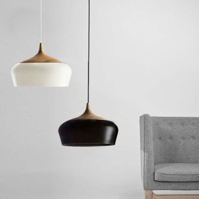 Arisha Minimalista Moderni LED Lampada a Sospensione Metallo Legno Nero/Bianco Sala da Pranzo/Soggiorno/Camera da Letto