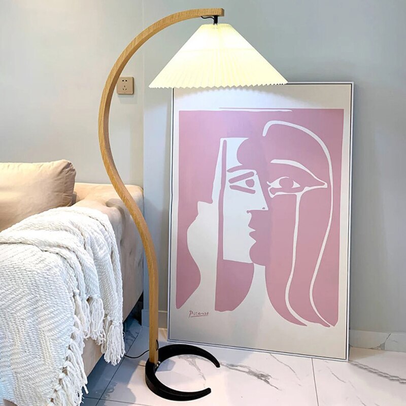 Muto Minimalista LED Lampada da Terra Metallo Legno Arco Soggiorno/Camera da Letto