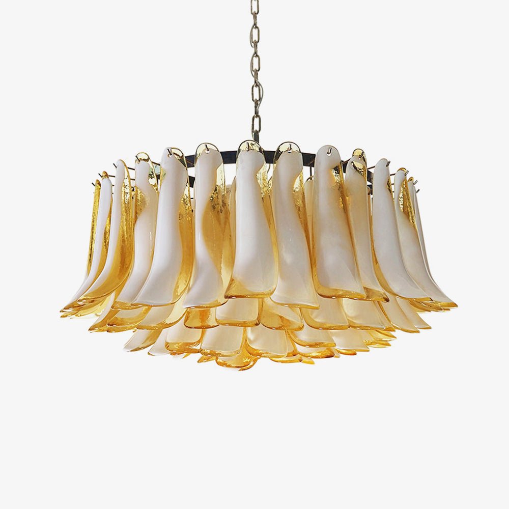 Aurora Chandelier Amber Murano Glass Petal Elegant - Blowlighting