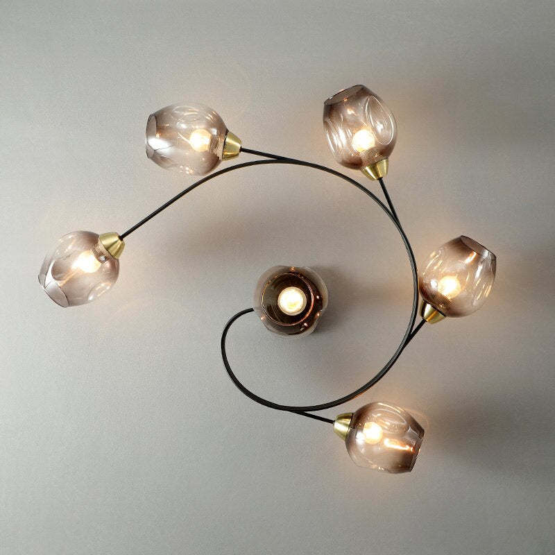 Valentina Moderno LED Spirale Plafoniere Metallo Vetro Nero/Oro Sala da Pranzo/Soggiorno/Camera da Letto